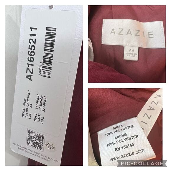 AZAZIE New Mellie Cabernet Pleated Sleeveless Halter Maxi Evening Formal Dress - Picture 9 of 12